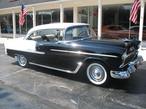 1955 chevrolet bel air onyx black &amp; white original 265