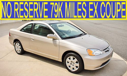 No reserve 79k miles 5-speed ex coupe sunroof 35mpg vtec 00 01 03 04 05 toyota