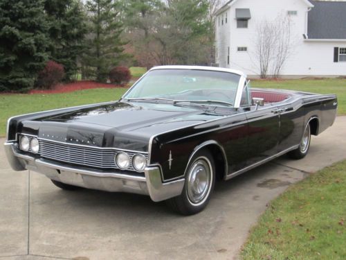 1966 lincoln continental convertible original black car with red interior