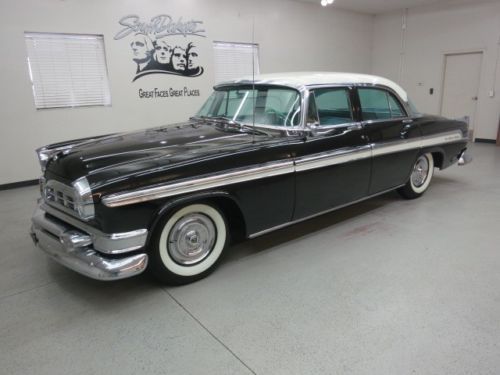 1955 chrysler new yorker &#034;deluxe&#034; 4 dr. sedan in gorgeous black w/ white roof