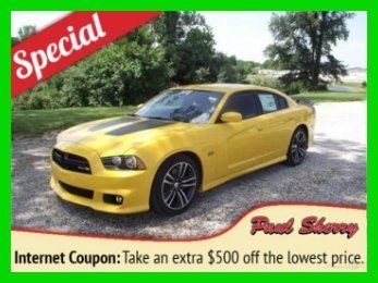 2012 dodge charger srt8 superbee, yellow, black interior, hemi v-8, bluetooth