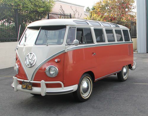 1961 vw bus 23 window deluxe original black plate calif car walk thru samba