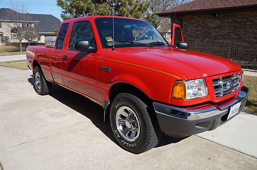 2001 ford ranger xlt super cab 4x2 - red / tan interior - bed liner - ex cond
