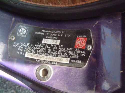 1974 MG B Roadster Chrome Bumpers, US $8,500.00, image 11