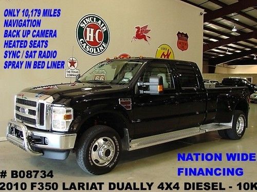 2010 f350 dually lariat 4x4,diesel,nav,back-up cam,htd lth,sync,10k,we finance!!