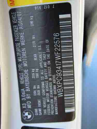 BMW X3 2007 WHITE/TAN 1 PRIVATE OWNER CLEAN CAR FAX LOW MILEAGE, US $18,999.00, image 5