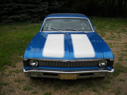 Find used 1970 Chevrolet Nova Blue with Rally Stripes, and custom interior in Dowagiac, Michigan, United States