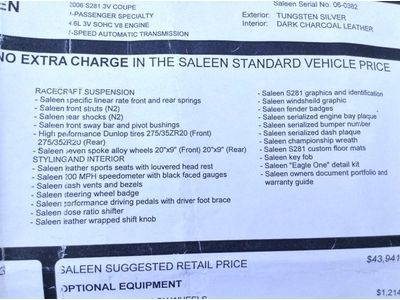 2006 FORD MUSTANG GT SALEEN S281 AUTOMATIC 6200 MILES VERY CLEAN S197, image 50