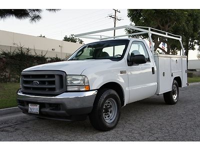 2004 ford f250 5.4l v8 locking box bed rack white ac ready for work!