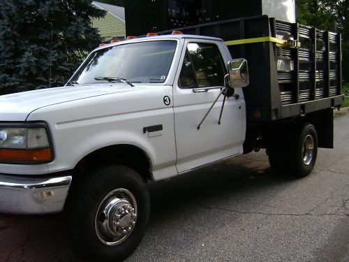 1994 ford f-450 single cab 2wd full size lift gate dually flatbed stake truck