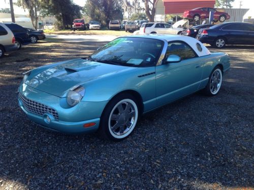 2002 ford thunderbird one owner, 69k miles, rare blue color, hard top, 3.9l base