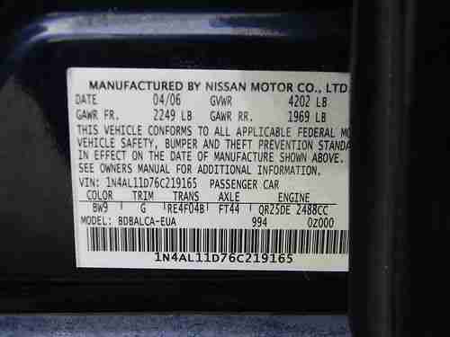 2006 Nissan Altima S Sedan 4-Door 2.5L, image 11