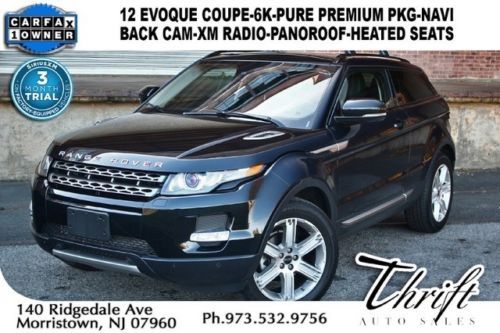 12 evoque coupe-6k-pure premium pkg-navi-back cam-xm radio-panoroof-heated seats