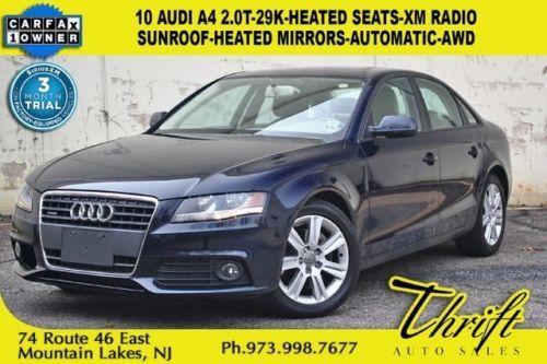 10 audi a4 2.0t-29k-heated seats-xm radio-sunroof-heated mirrors-automatic-awd