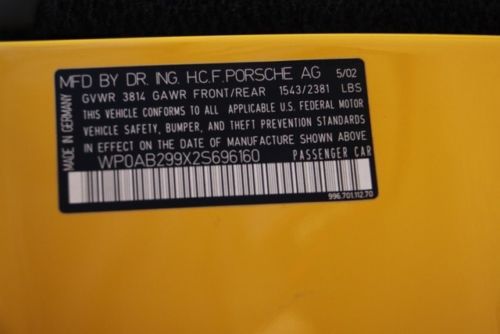 Rare 2002 Porsche 911 GT2 Yellow Black 7200 Miles Carrera Design Collectors Item, image 7