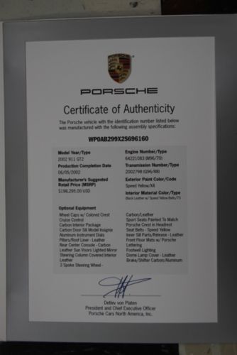 Rare 2002 Porsche 911 GT2 Yellow Black 7200 Miles Carrera Design Collectors Item, image 21