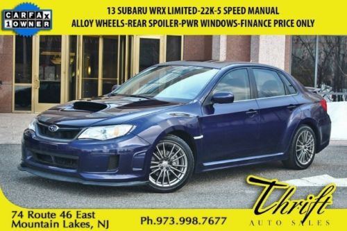 13 subaru wrx limited-22k-5 speed manual-alloy wheels-rear spoiler-pwr windows