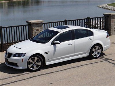 2008 pontiac g8 gt v8 white/blk leather auto 1-owner 6cd roof 6.0l 361hp clean!!