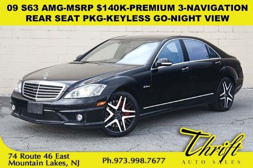 09 s63 amg-msrp $140k-premium 3-rear seat pkg-navigation-keyless go-night view