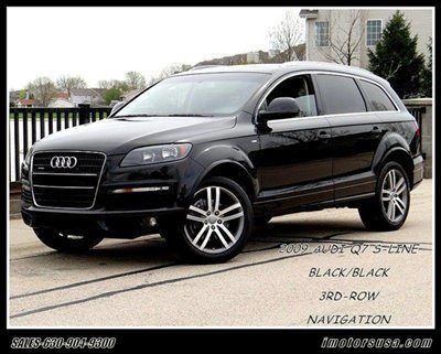 2009 audi q7 s-line premium pkg blk/blk 3rd-row navi pano 20-inch whls loaded!!!