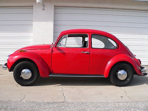 1972 volkswagen vw beetle bug classic sedan red look! at this great driver solid