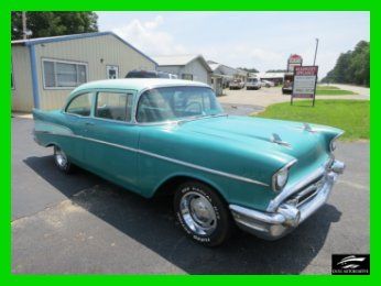 57 chevrolet 210 post 2 door blue flame 235 not bel air / 150 no reserve