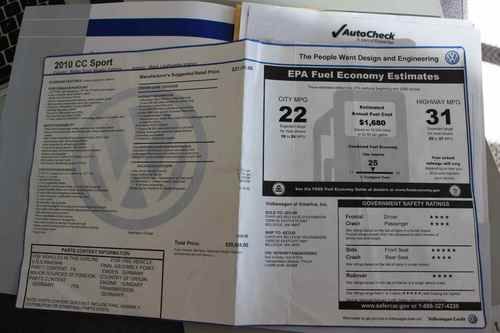 2010 Volkswagen CC Sport Sedan 4-Door 2.0L CPO, US $17,499.00, image 12