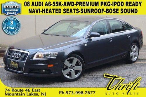 08 audi a6-55k-awd-premium pkg-nav-ipod ready-heated seats-sunroof-bose sound