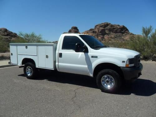 2004 ford f-350 reg cab xl super duty 4x4 w/ harbor utility bed low low miles!