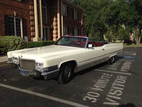 1970 cadillac deville convertible - (caddy coupe convert) - white / red - nice!