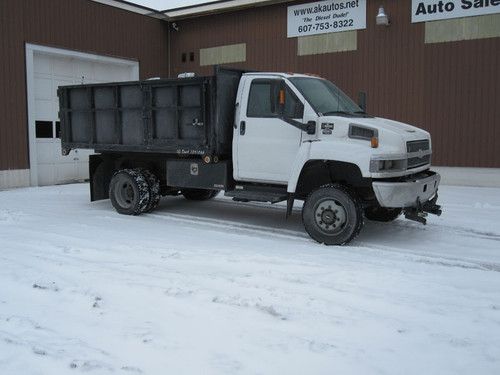 2008 chevy kodiak c4500 4x4 landscape dump w/ wideout power plow 4wd diesel 26k