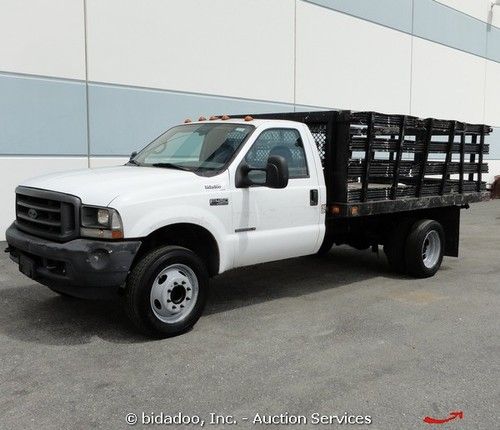 2002 ford f450 xl flatbed stake bed pickup truck 144" bed 7.3l 5 speed diesel