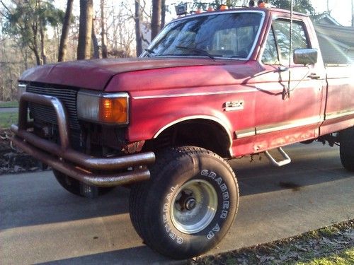 Diesel - repowered, f-150, red, manual, 90k miles, 7" lift, 35" tires