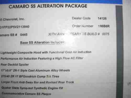 1997 Chevrolet Camaro Z28 SS 30th Anniversary Edition Coupe 2-Door 5.7L, image 14