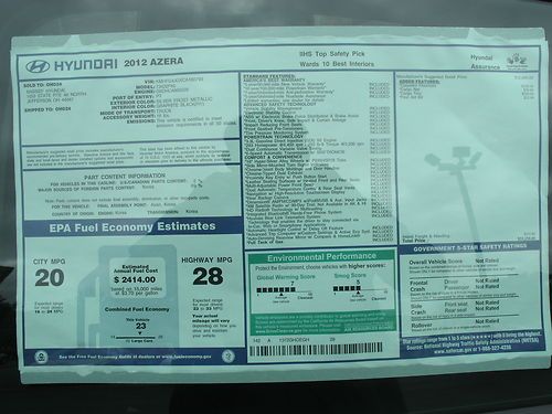 New 2012 Hyundai Azera Base Sedan 4-Door 3.3L, US $29,998.00, image 7