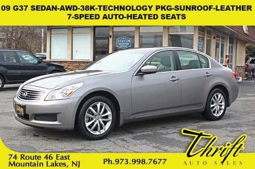 09 g37 sedan-awd-38k-technology pkg-sunroof-leather-7-speed auto-heated seats