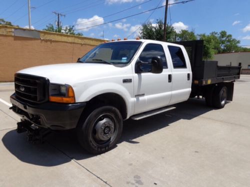 2001 ford f-450 7.3 diesel crew cab 4x4 flatbed dump bed all works runs great