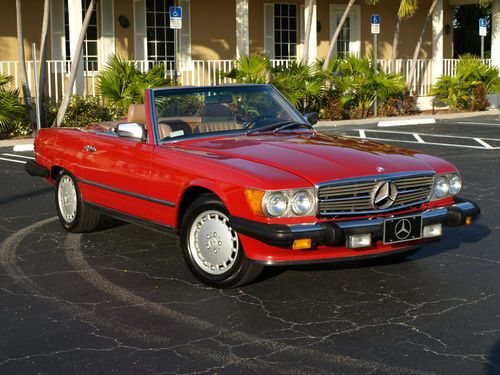 Signal red with palomino 560sl roadster serviced up to date beautiful car