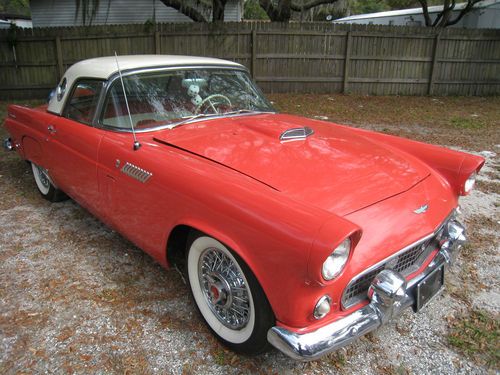 1956 ford thunderbird coral w/ white hard top and convertible top