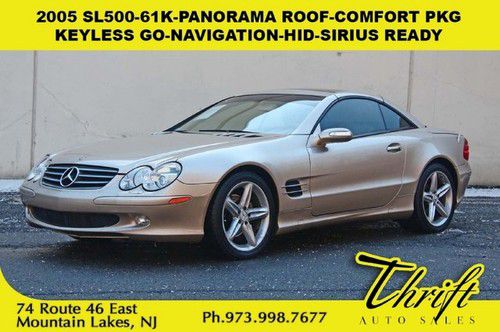 05 sl500-61k-panorama roof-comfort pkg-keyless go-navigation-hid-sirius ready