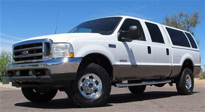 **no reserve** 2003 ford f350 diesel crew 4x4 lariat short bed camper clean!!!!