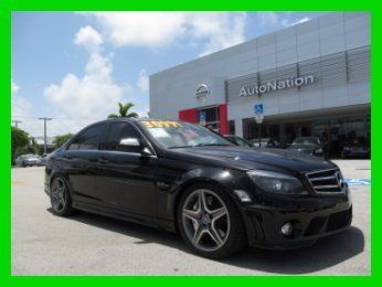 09 black c-63 amg 6.2l v8 sedan *heated leather sport seats *sunshade *florida