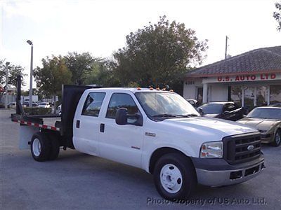 2005 ford f350 super duty xl turbo diesel flat bed clean carfax florida crew cab