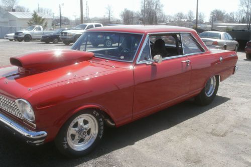 Red 1963 ss chevy nova hard top pro street motown 550 hp