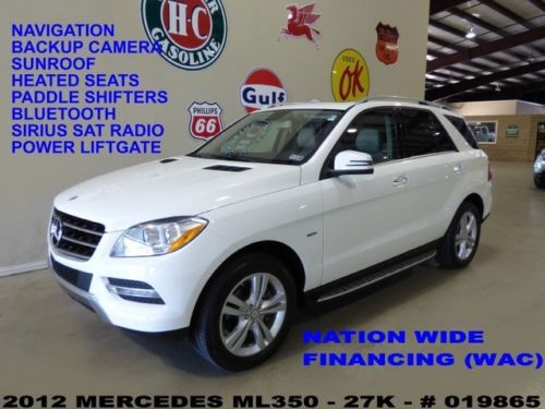 2012 ml350 4matic,sunroof,nav,back-up,htd lth,b/t,19in wheels,27k,we finance!!