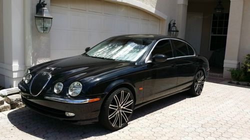 Blk on blk jaguar s-type 68k low miles garaged 20&#034; rims leather sunroof