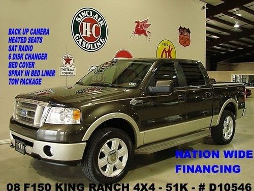 2008 f150 king ranch 4x4,back-up cam,htd lth,bed cover,20in whls,51k,we finance!