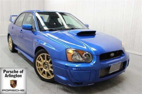 2005 impreza sti blue and black interior rear spoiler turbo bbs gold wheels blue