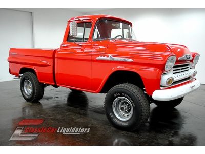 1958 chevrolet apache 4x4 swb fleetside pickup 4 speed 350 v8 ps pb look at this