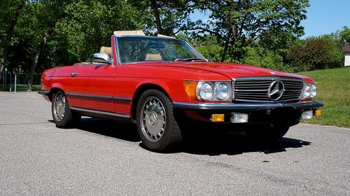 1985 mercedes benz sl 500 euro spec red / tan low miles fantastic condition